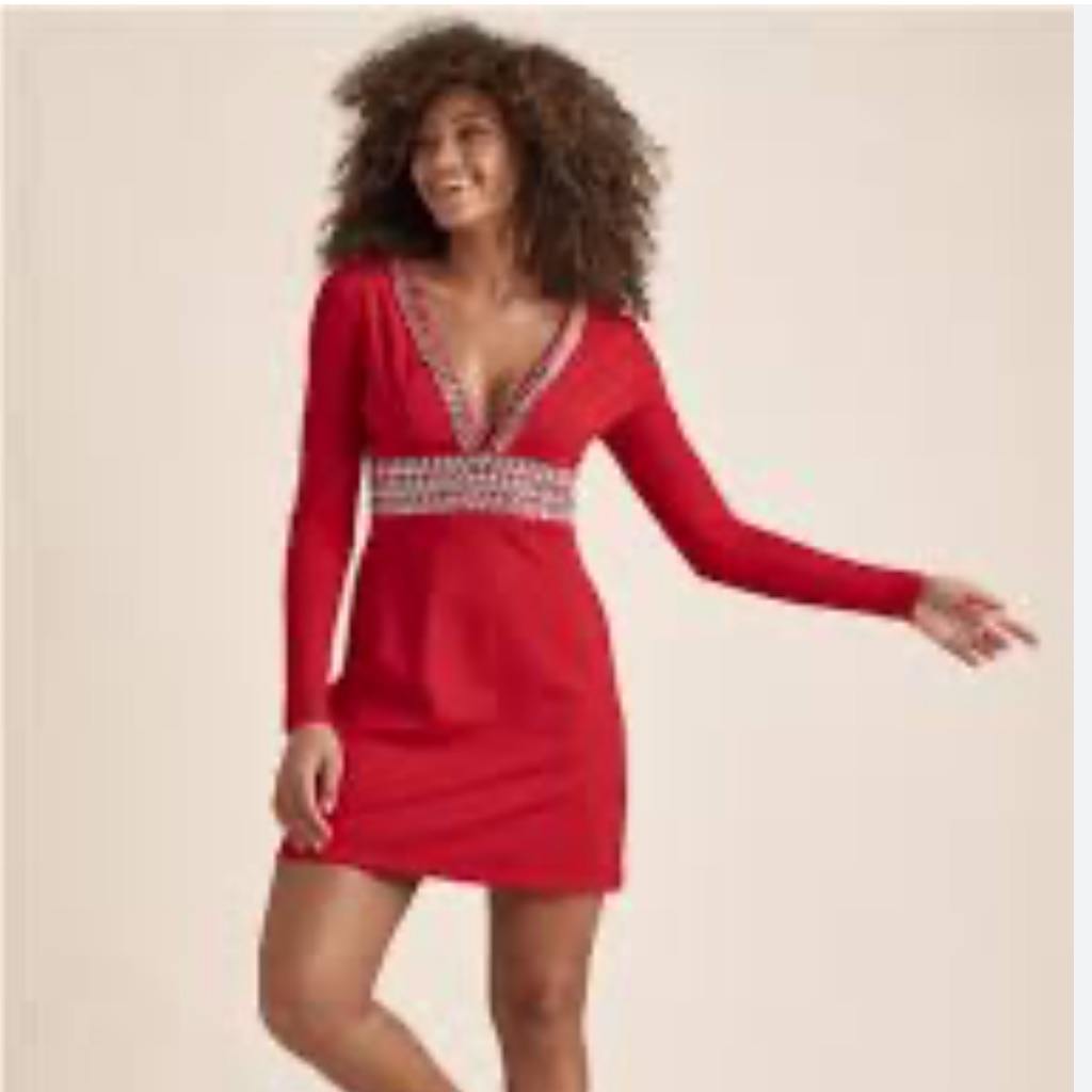 Venus Red Mini Dress With Silver Accents